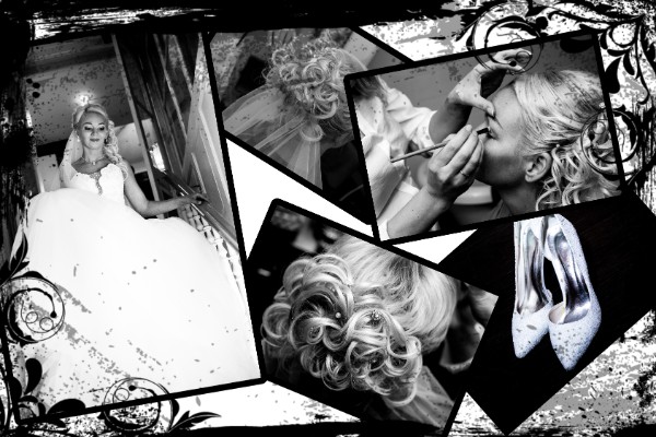 Braut Collage schwarz-weiß