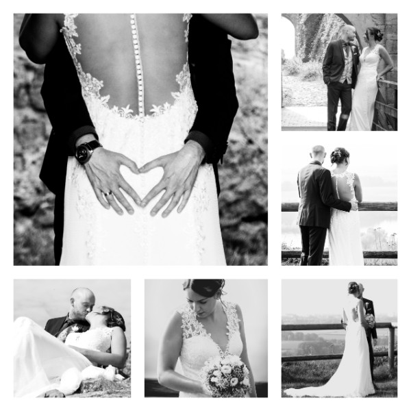Brautpaar Collage Schwarz-weiß
