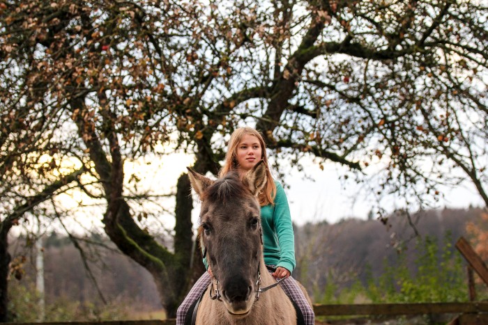 Pferd mit Mädchen Naturaufnahme